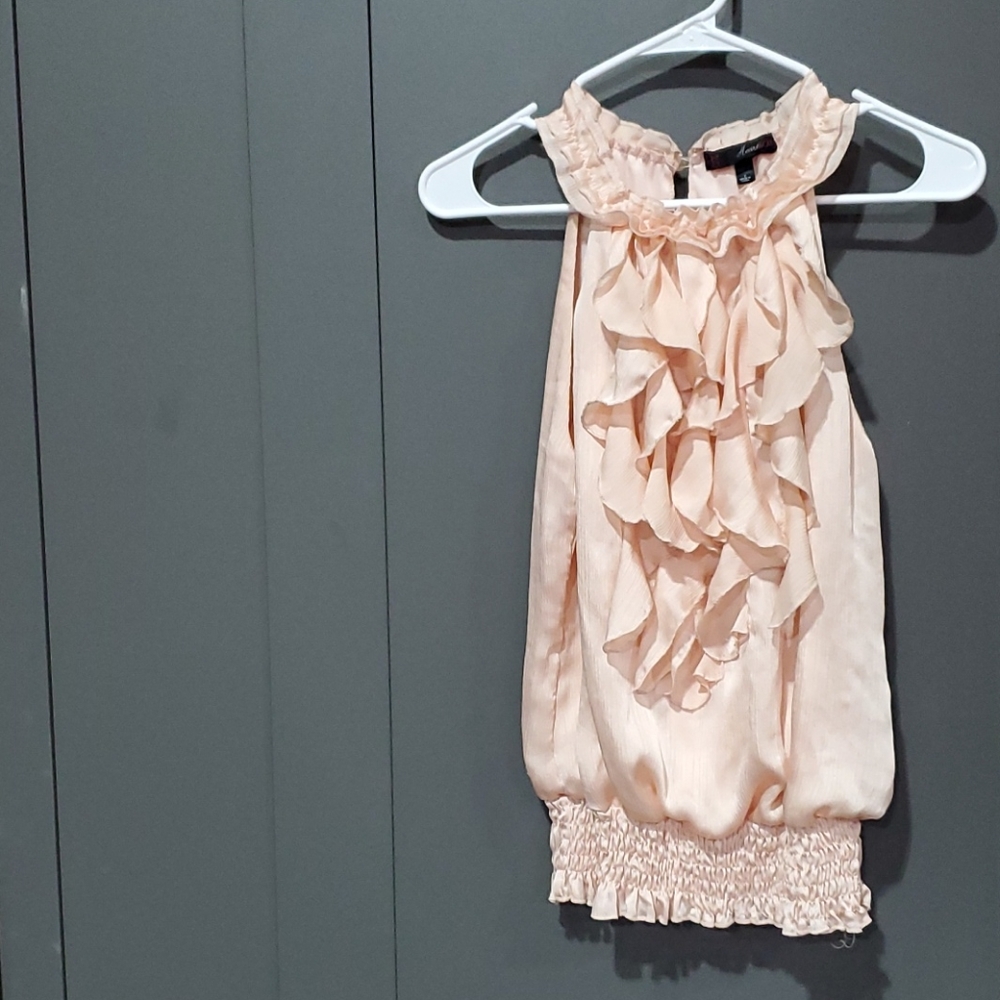 Pink ruffle blouse